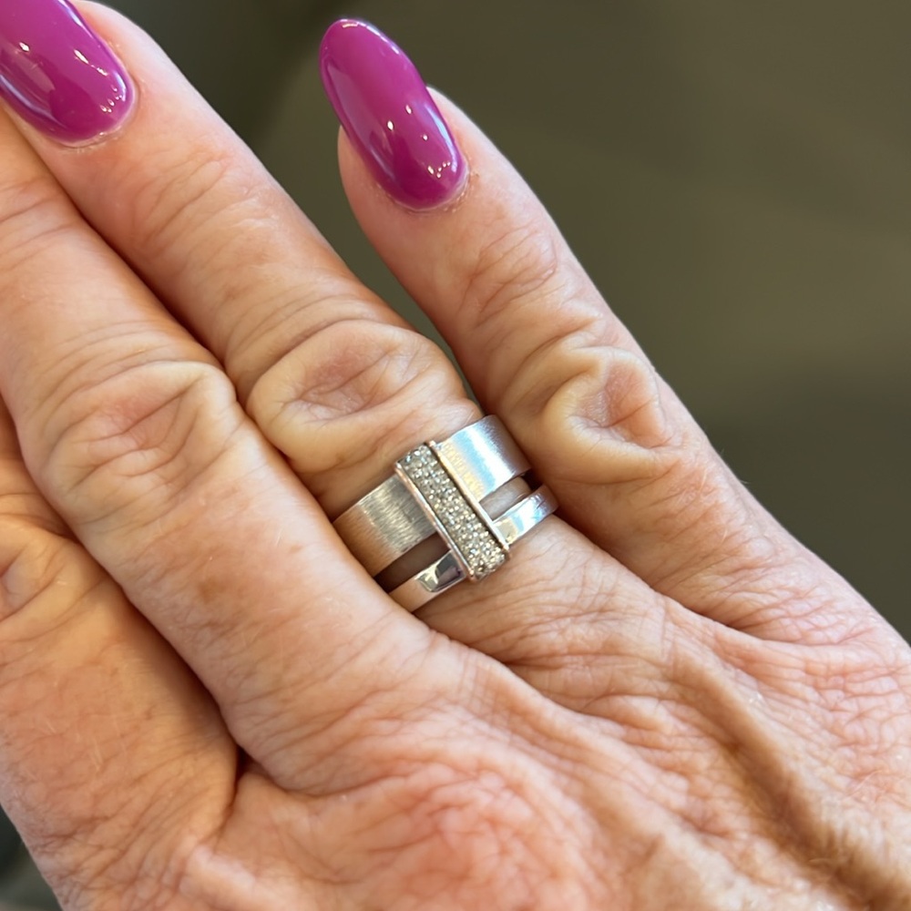 EFFY Sterling Silver Diamond Ring, size 7
